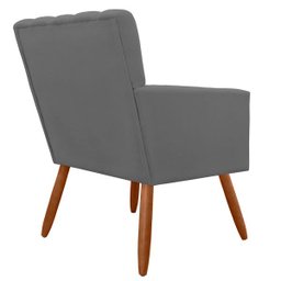 Poltrona Decorativa Cecilia Pés Palito Suede Cinza - DS Estofados - 4