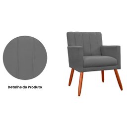 Poltrona Decorativa Cecilia Pés Palito Suede Cinza - DS Estofados - 3