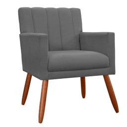 Poltrona Decorativa Cecilia Pés Palito Suede Cinza - DS Estofados - 1