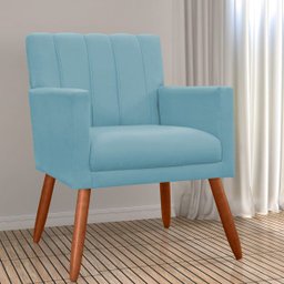 Poltrona Decorativa Cecilia Pés Palito Suede Azul Turquesa - DS Estofados - 2
