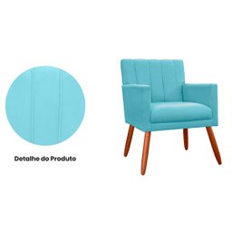 Poltrona Decorativa Cecilia Pés Palito Suede Azul Turquesa - DS Estofados - 4