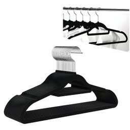 Kit com 10 Cabides Slim de Veludo - Organização e Sofisticação Cor:preto - 6