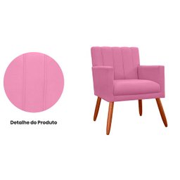 Poltrona Decorativa Cecilia Pés Palito Suede Rosa - DS Estofados - 4