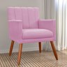 Poltrona Decorativa Cecilia Pés Palito Suede Rosa - DS Estofados - 2