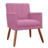 Poltrona Decorativa Cecilia Pés Palito Suede Rosa - DS Estofados - 1