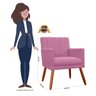 Poltrona Decorativa Cecilia Pés Palito Suede Rosa - DS Estofados - 5