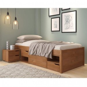 Cama Solteiro com 3 Gavetas e 1 Mesa de Cabeceira Charme