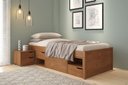 Ver imagem 1 de Cama Solteiro com 3 Gavetas e 1 Mesa de Cabeceira Charme Marrom/Amendoa