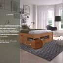 Ver imagem 6 de Cama Casal Multifuncional Madeira Maciça 6 Gavetas Charme Marrom/Amendoa