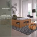 Ver imagem 3 de Cama Casal Multifuncional Madeira Maciça 6 Gavetas Charme Marrom/Amendoa