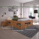 Ver imagem 4 de Cama Casal Multifuncional Madeira Maciça 6 Gavetas Charme Marrom/Amendoa