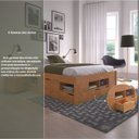 Ver imagem 3 de Cama Casal Multifuncional Madeira Maciça 6 Gavetas Charme Marrom/Amendoa