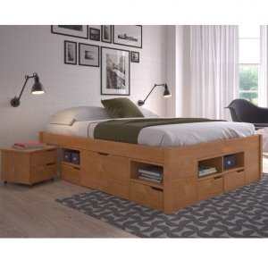 Cama Queen Multifuncional Madeira Maciça 6 Gavetas Charme Inter