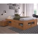 Ver imagem 1 de Cama Queen Multifuncional Madeira Maciça 6 Gavetas Charme Inter Marrom/Amendoa