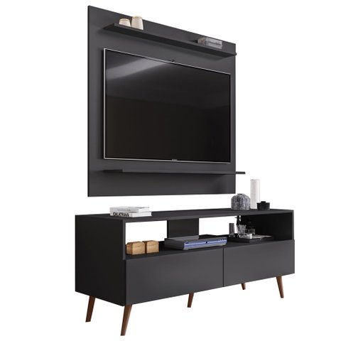 Painel para Tv 50 Pol Senna e Rack Bancada 136cm Versa M24 Preto - Mpozenato