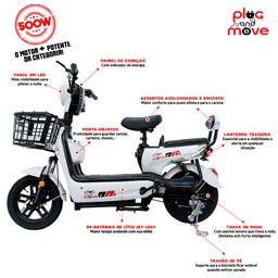Bicicleta Elétrica - Classic PAM - 500w 48v 13ah Lithium - Branca - Plug and Move - 2