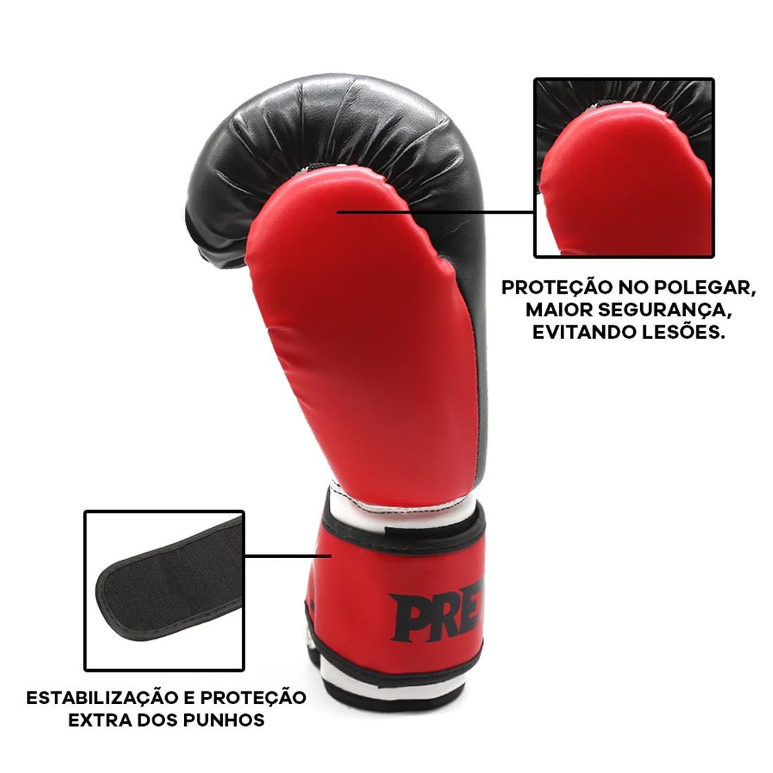 Luva de Boxe e Muay Thai First 10OZ Pretorian Pretorian Fight Preto/Vermelho - 6