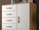 Ver imagem 3 de Cômoda 5 Gavetas 1 Porta Armazenamento Compacta Multiuso Moderna Quarto Cor Cinamomo Branco