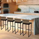 Ver imagem 6 de Kit 4 Banquetas Quadrada Junco Cappuccino para Balcão Ilha Cozinha Área Gourmet Bancada Piscina Bar