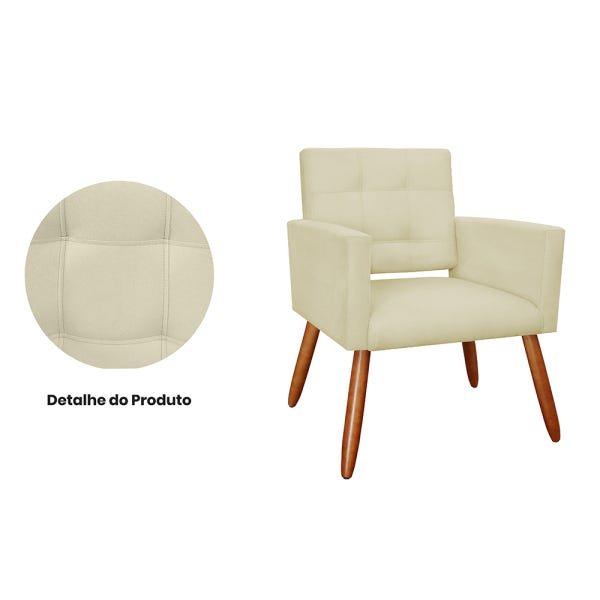 Kit 2 Poltronas Decorativas Camila Pés Palito Suede Bege - Ds Estofados - 5