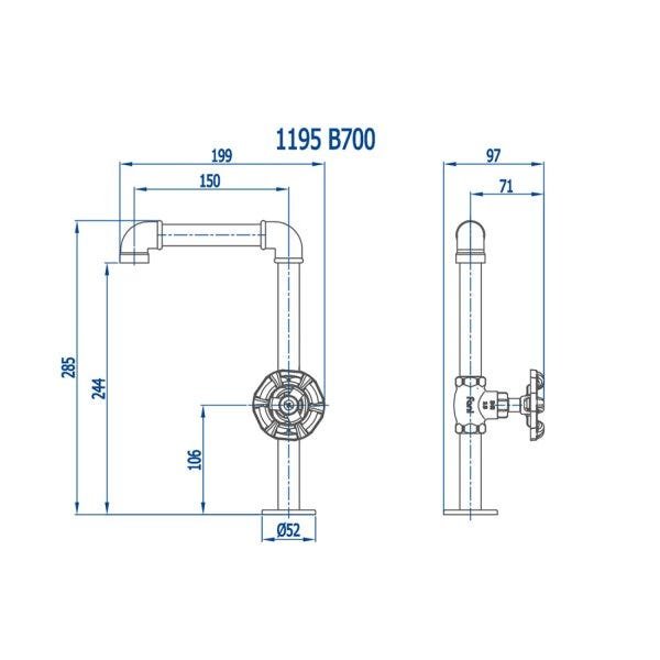 Torneira para Banheiro Industrial Bica Alta Living 700 Fani - 3