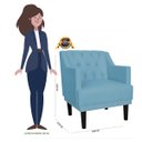 Ver imagem 5 de Kit 2 Poltronas Decorativas Clássica Pés Trapézio Suede Azul Turquesa - Ds Estofados