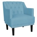 Ver imagem 2 de Kit 2 Poltronas Decorativas Clássica Pés Trapézio Suede Azul Turquesa - Ds Estofados