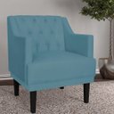 Ver imagem 3 de Kit 2 Poltronas Decorativas Clássica Pés Trapézio Suede Azul Turquesa - Ds Estofados