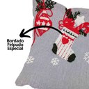 Ver imagem 7 de Jogo 4 Capas de Almofada Natalina Cinza Claro Brilho Bordado Felpudo Premium 45x45cm - Magizi