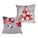 Ver imagem 5 de Jogo 4 Capas de Almofada Natalina Cinza Claro Brilho Bordado Felpudo Premium 45x45cm - Magizi