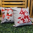 Ver mais imagens de Jogo 4 Capas de Almofada Natalina Cinza Claro Brilho Bordado Felpudo Premium 45x45cm - Magizi