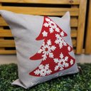 Ver imagem 4 de Jogo 4 Capas de Almofada Natalina Cinza Claro Brilho Bordado Felpudo Premium 45x45cm - Magizi