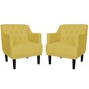 Ver imagem 1 de Kit 2 Poltronas Decorativas Clássica Pés Trapézio Suede Amarelo - Ds Estofados