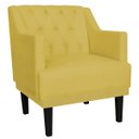 Ver imagem 2 de Kit 2 Poltronas Decorativas Clássica Pés Trapézio Suede Amarelo - Ds Estofados