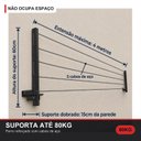 Ver imagem 3 de Varal de Parede Retrátil de Ferro 4m Suporta 80kg Dobrável Lavanderia Área de Serviço Apartamento
