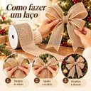 Ver imagem 6 de Fita Decorativa Aramada Bege Estilo Linho 6,3cm x 9,14m para Laços e Artesanato