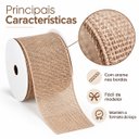 Ver imagem 3 de Fita Decorativa Aramada Bege Estilo Linho 6,3cm x 9,14m para Laços e Artesanato