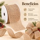 Ver imagem 4 de Fita Decorativa Aramada Bege Estilo Linho 6,3cm x 9,14m para Laços e Artesanato