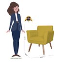 Ver imagem 6 de Kit 2 Poltronas Decorativas Isabela Em Tressê Pés Palito Suede Amarelo - Ds Estofados
