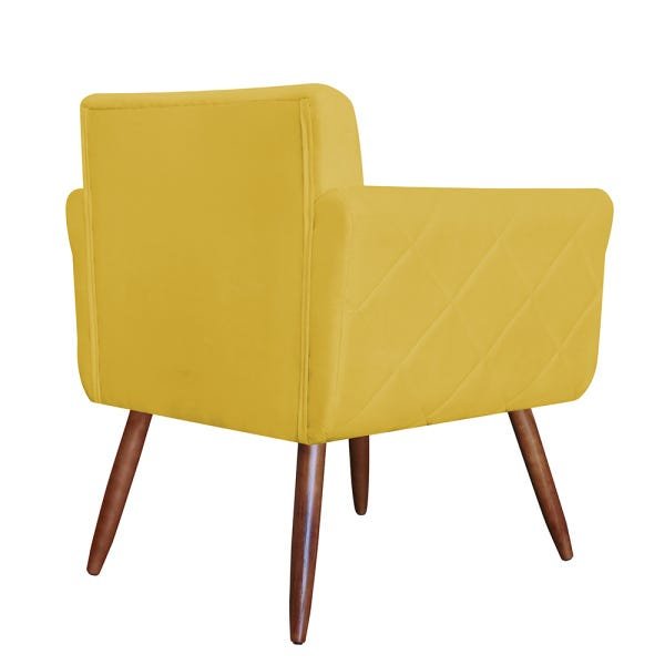 Kit 2 Poltronas Decorativas Isabela Em Tressê Pés Palito Suede Amarelo - Ds Estofados - 3