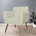 Ver imagem 3 de Kit 2 Poltronas Decorativas Isabela Em Tressê Pés Palito Suede Bege - Ds Estofados