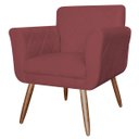 Ver imagem 2 de Kit 2 Poltronas Decorativas Isabela Em Tressê Pés Palito Suede Bordô - Ds Estofados