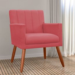 Poltrona Decorativa Cecilia Pés Palito Suede Vermelho - DS Estofados - 2
