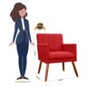 Poltrona Decorativa Cecilia Pés Palito Suede Vermelho - DS Estofados - 4