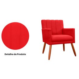 Poltrona Decorativa Cecilia Pés Palito Suede Vermelho - DS Estofados - 3
