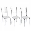 Ver imagem 1 de Kit 3 Cadeiras Iara Cromada Para Cozinha Branco