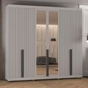 Ver imagem 1 de Guarda Roupa 250cm 6 Portas com Espelho e 4 Gavetas 100% Mdf Cor:cinza