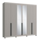 Ver imagem 2 de Guarda Roupa 250cm 6 Portas com Espelho e 4 Gavetas 100% Mdf Cor:cinza