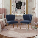 Ver imagem 7 de Kit 2 Cadeiras Liz para Penteadeira Quarto Salão de Estética Azul-marinho