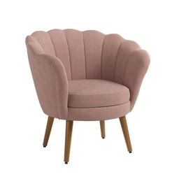 Poltrona Pétala Veludo Rosa Pés Palito - 1
